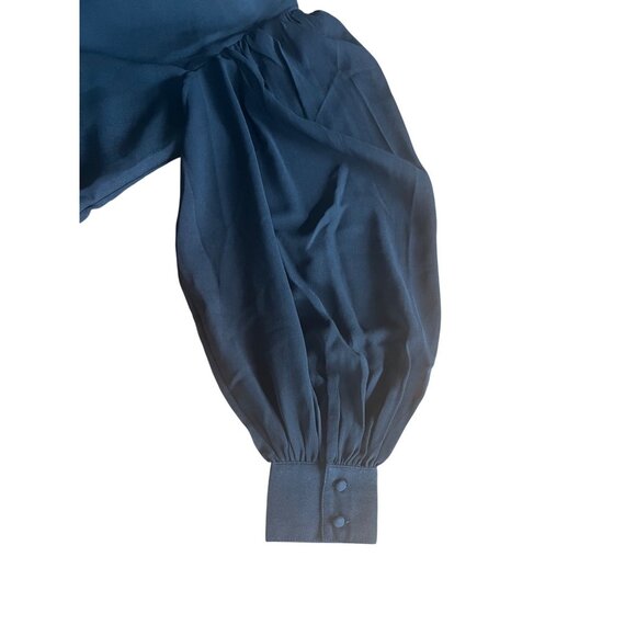 Ann Taylor Black Long-Sleeve Shift Dress With Puff Shoulders Back Zipper Size 6 - Picture 9 of 12